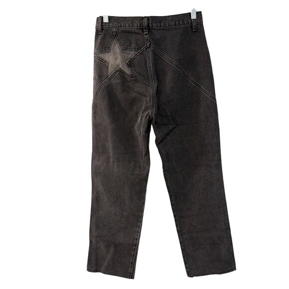 Reformation 26 High Rise Straight Leg STAR Seamed Jeans Crop Denim Washed Black - Picture 4 of 10